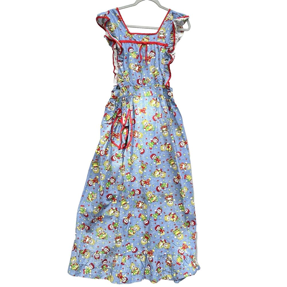 VTG 1970s Beco‎ Originals Handmade Raggedy Ann Andy Apron Dress Cottage Ruffle